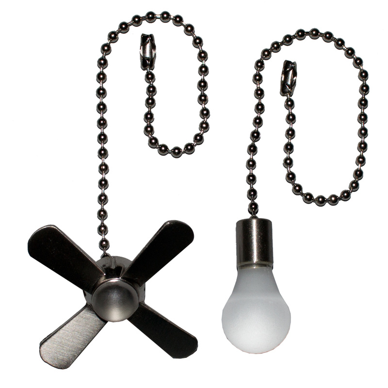 Light bulb and ceiling fan shaped pull chains for a fan that is fan and light bulb ceiling fan chains from picture aloadofball Choice Image